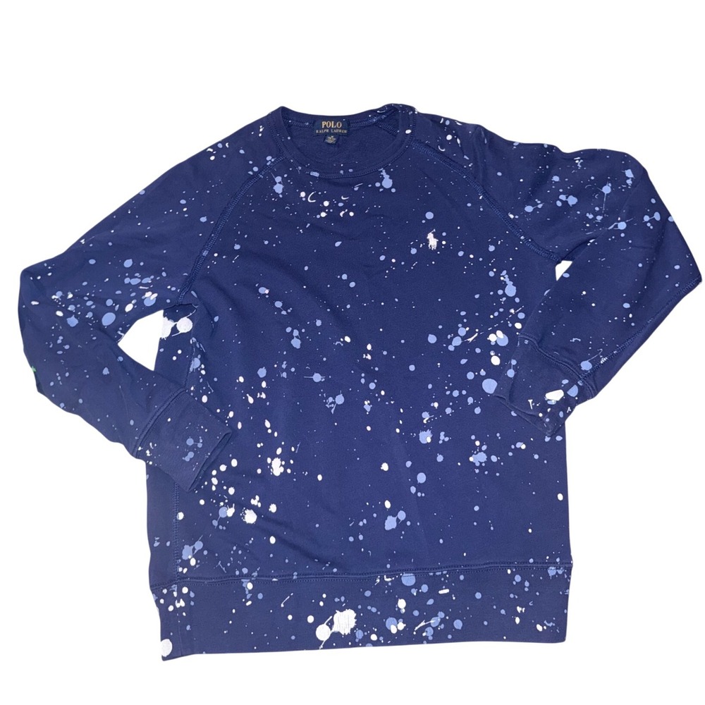 Polo Ralph Lauren Youth Blue Splatter Crewneck Sweatshirt Size 10-12